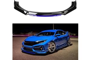 goodfitment - Universal Front Bumper Lip Body Kit, ABS Front Spoiler Glossy Black - Blue Front Bumper Lip Splitter Body Kit Lightweight Front Body Shovel for Most Cars (Glossy Black-Blue)