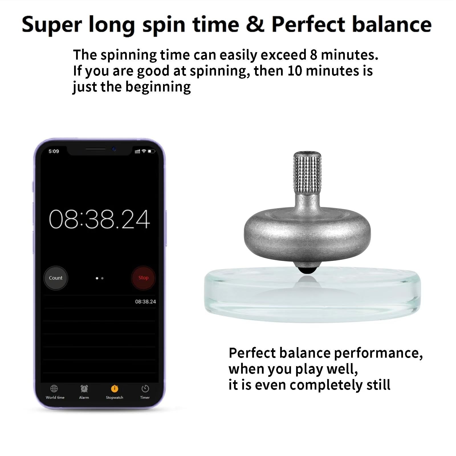 Premium Precious Titanium Spinning Top, Spin Long Time Exceed 10 Minutes, Perfect Balance, Metal Kinetic Desk Fidget Toy, Wear-Resistant Drop-Resistant Does not Rust (Thor Stone Washing Gray)
