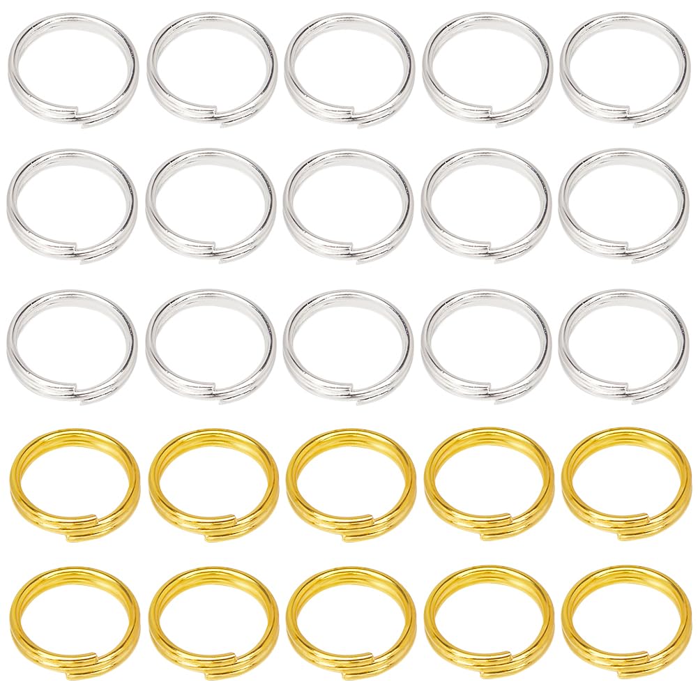 SOFPLATE 1 Box 600Pcs Small Split Key Rings 8mm jewellery Jump Ring with Double Loops Metal Round Connectors Brass Gold Silver Keychain Rings Bulk for DIY Necklaces Bracelets Earrings jewellery Making