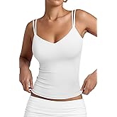 PINKMSTYLE Women Sexy V Neck Tank Top Sleeveless Double Lined Slim Fit Summer Double Spaghetti Strap Cami Going Out Tops