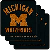 University of Michigan Wolverines Logo Low Profile Novelty Cork Coaster Set