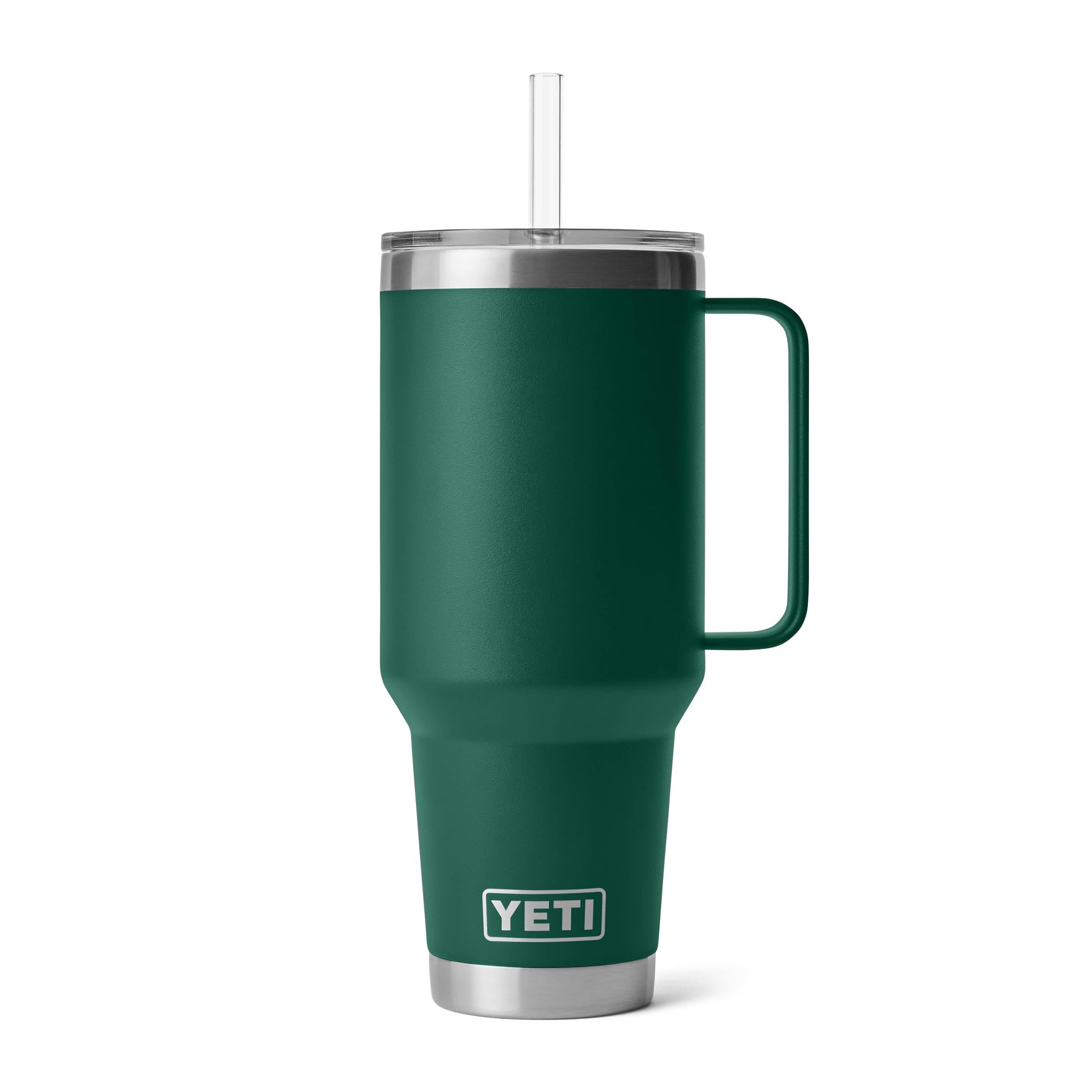 YETI Rambler 42 oz Tumbler with Handle and Straw Lid, Travel Mug Water Tumbler, Vacuum Insulated Cup with Handle, Stainless Steel, Black Forest Green Image