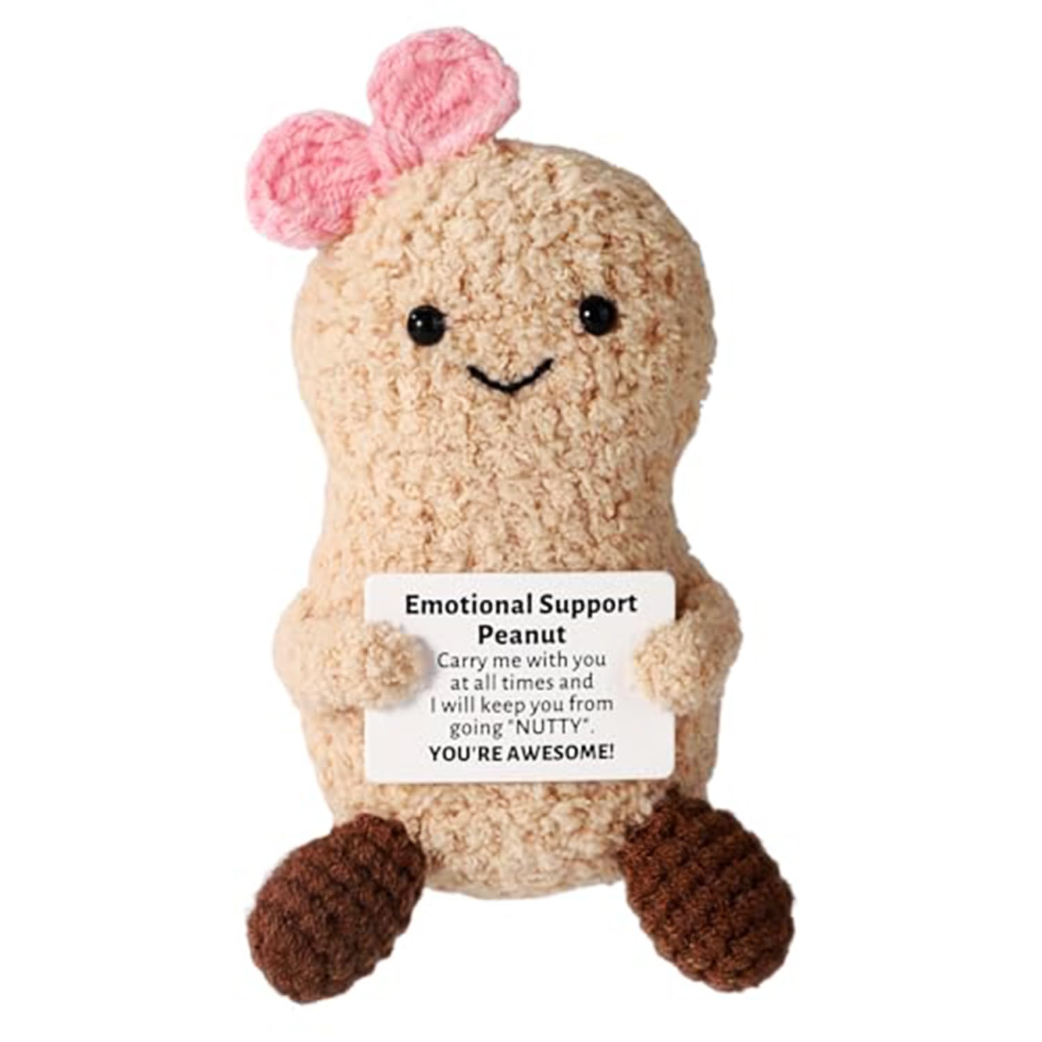 Positive Crochet Gift, Emotional Support Crochet Peanut Sister, Cute Peanut Gift for Good Luck and New Job, Ideal Positive Gifts for Women, Perfect Positive Crochet Animals for Emotional Comfort
