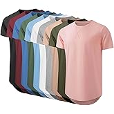 Mancozy Mens T Shirts Casual Hipster Hip Hop Longline Crewneck Tee Shirts