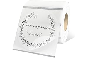 Yeachlaing 2" Round Transparent Thermal Label Stickers,Self-Adhesive Direct Thermal Labels,300 Sheets with Perforation Line in ROLL