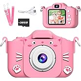 SplashNSpray Kids Camera, Toys for Ages 3-7, Camera for Kids, Present for 3 Years+ Old Girls, Kids Camera with Cute Silicone Sleeve, 1080p Video Recording, Multi-Frame & Filter, Girl Toys, Pink