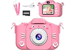 SplashNSpray Kids Camera, Toys for Ages 3-7, Camera for Kids, Present for 3 Years+ Old Girls, Kids Camera with Cute Silicone Sleeve, 1080p Video Recording, Multi-Frame & Filter, Girl Toys, Pink