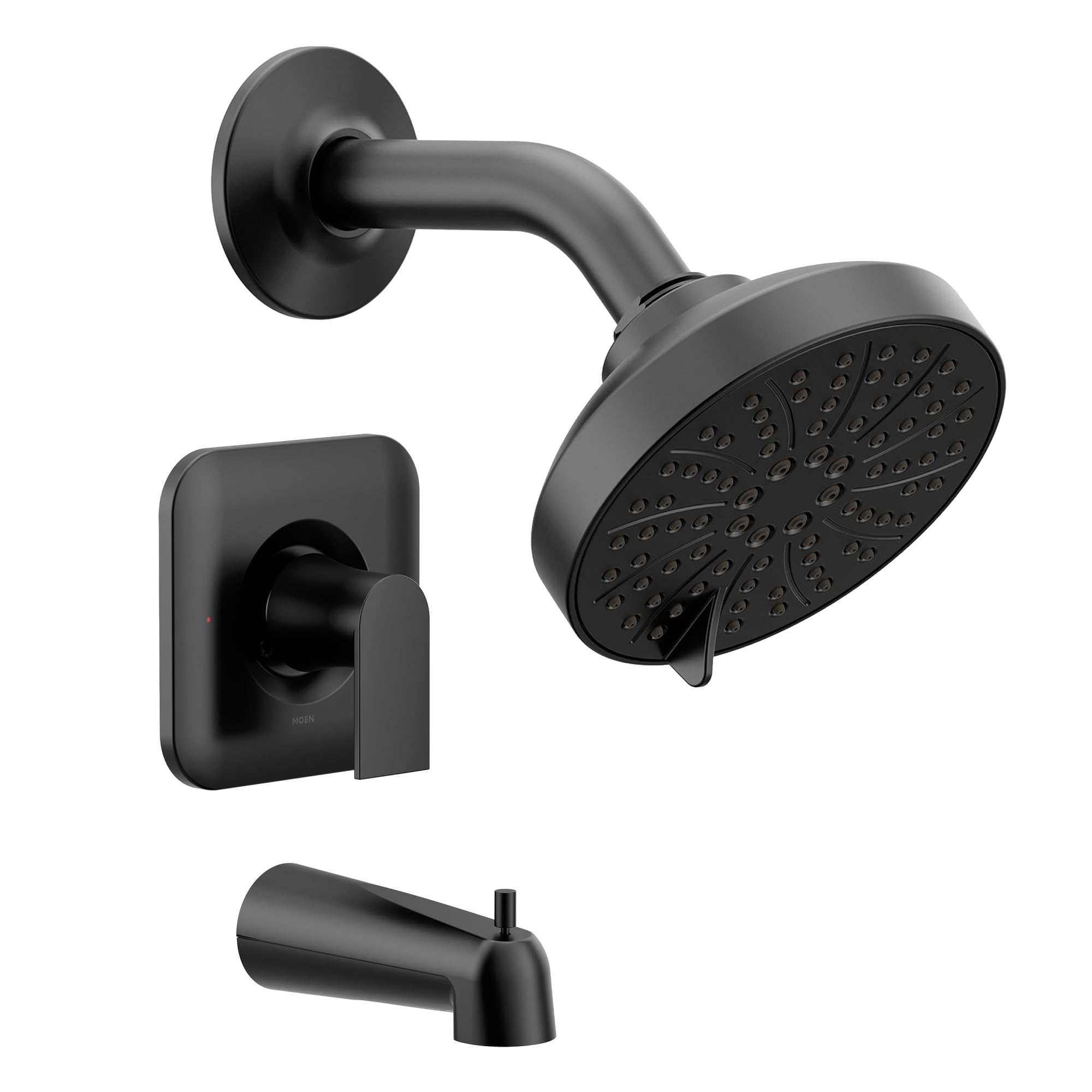 Photo 1 of Moen Genta LX Matte Black Pressure Balancing Modern Shower Set with Showerhead Lever Handle, and Tub Spout, Posi-Temp Valve Required, T2473EPBL