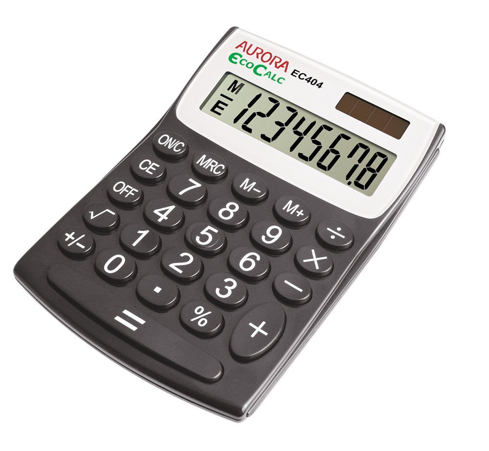 Aurora EC404 EcoCalc Calculator (Made From Recycled Plastic),Black