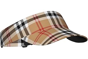 TWKGBUAD Classic Tartan Print Visor Cap Plaid Sun Hat for Women Men for Sport Beach Golf Running Hiking Adjustable Cap