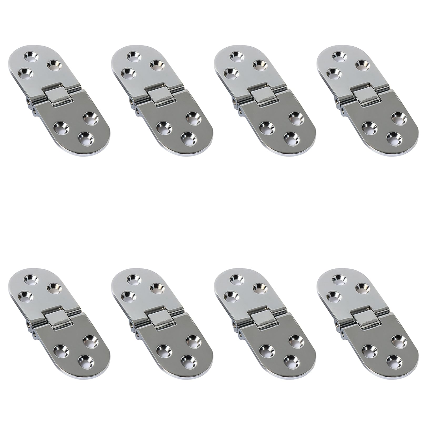 8 Pcs Folding Flip Top Hinge Round Edge 180 Degree Zinc Alloy Door Hinge Folding Table Hinges Tray Backflap Hinges for Table Cabinet Closet Door Furniture, Silver