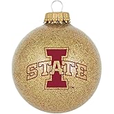 Iowa State Cyclones Sparkle Ornament, 3.25 Inch Blown Glass Christmas Ornament with Official NCAA Team Logo and Colors