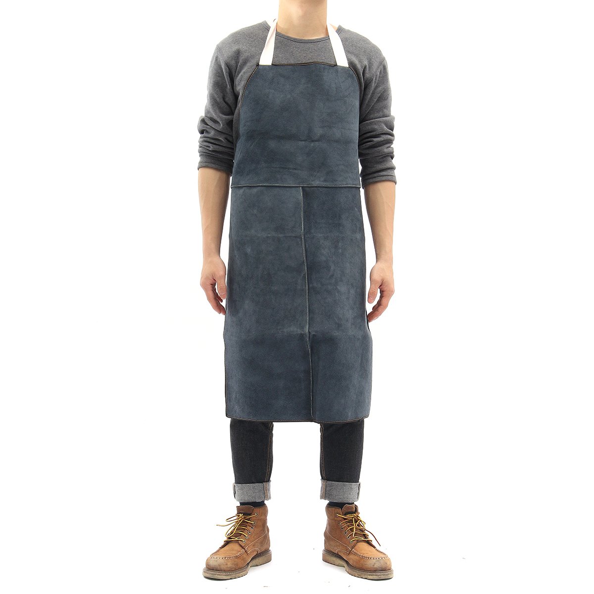 MASUNN Welding Equipment Welder Heat Insulation Protection Apron Cow Leather 60x90cm - Dark Blue