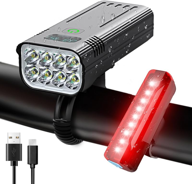 Victoper Bike Lights Front And Back 8000 Lumen USB Rechargeable 5 Modes
