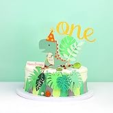LaVenty Gold Dinosaur First Birthday Decoration Dinosaur One Cake Topper Dinosaur 1st Birthday Cake Topper for Boy Dinosaur Birthday Party Decoration