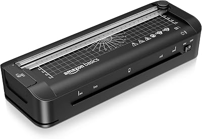 Plastifieuse thermique A4 3 en 1, fonctions de découpage, perforage et arrondi de coins, 10 pochettes incluses, prise EU, Noir