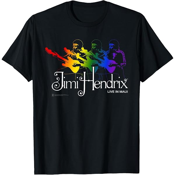 T-shirt Uomo Jimi Hendrix, Nera, 100% Cotone, Con Grafica Arcobaleno, Taglie Dalla S Alla 2XL, Nuova Con Etichette.