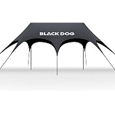 Blackdog Large Camping Tarp with Poles, 38x26FT for 10-16+ Person | UPF21000+ Sun Shelter for Beach, Waterproof Rain Traveling Awning, Lightweight Hammock Shelter for Car Camp Party Festival