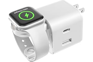 BeaSaf 36W for Apple Charging Block with Built-in Watch Charger, Foldable PD Fast Charger Block for iPhone, Dual Ports Wall Charger Compatible with Apple Watch iPhone AirPods (White)