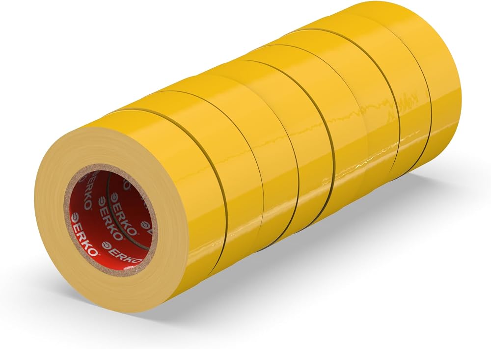 ERKO Yellow Electrical Insulation Tape 8 Pack 19mm x 20m PVC 66ft