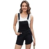 LONGYIDA Overall Shorts for Women Adjustable Straps Stretch Denim Bib Overalls Short Frayed Raw Hem Rompers
