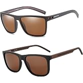 ZENOTTIC Polarized Sunglasses for Men 2 Pack | Lightweight TR90 Square Frame, UV400 Protection, Driving Fishing Golf