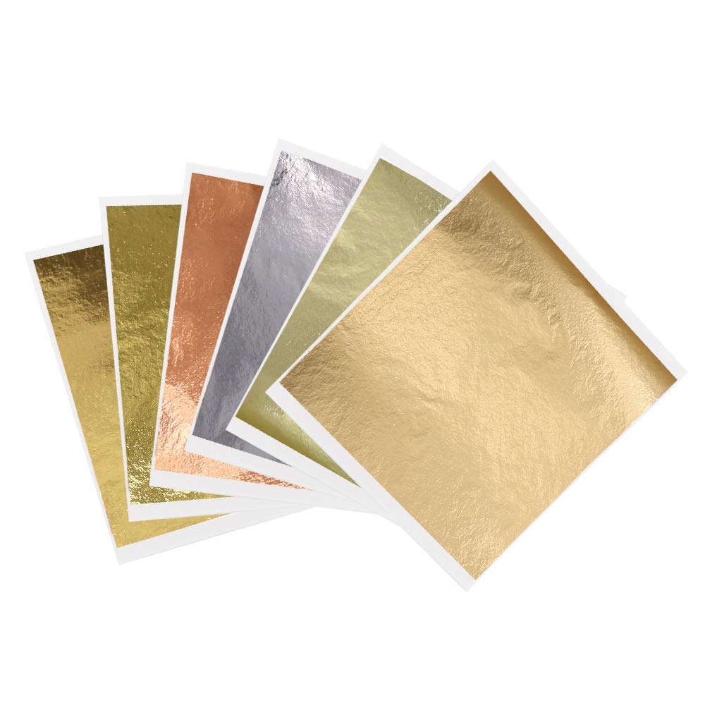KINNO 12 Colors Imitation Gold Leaf Sheets Multi-Color Gold Leaf Paper - 600 Pieces for Arts Decoration, DIY Crafts, Furniture, Nails, Paintings 3.15 by 3.35 Inches