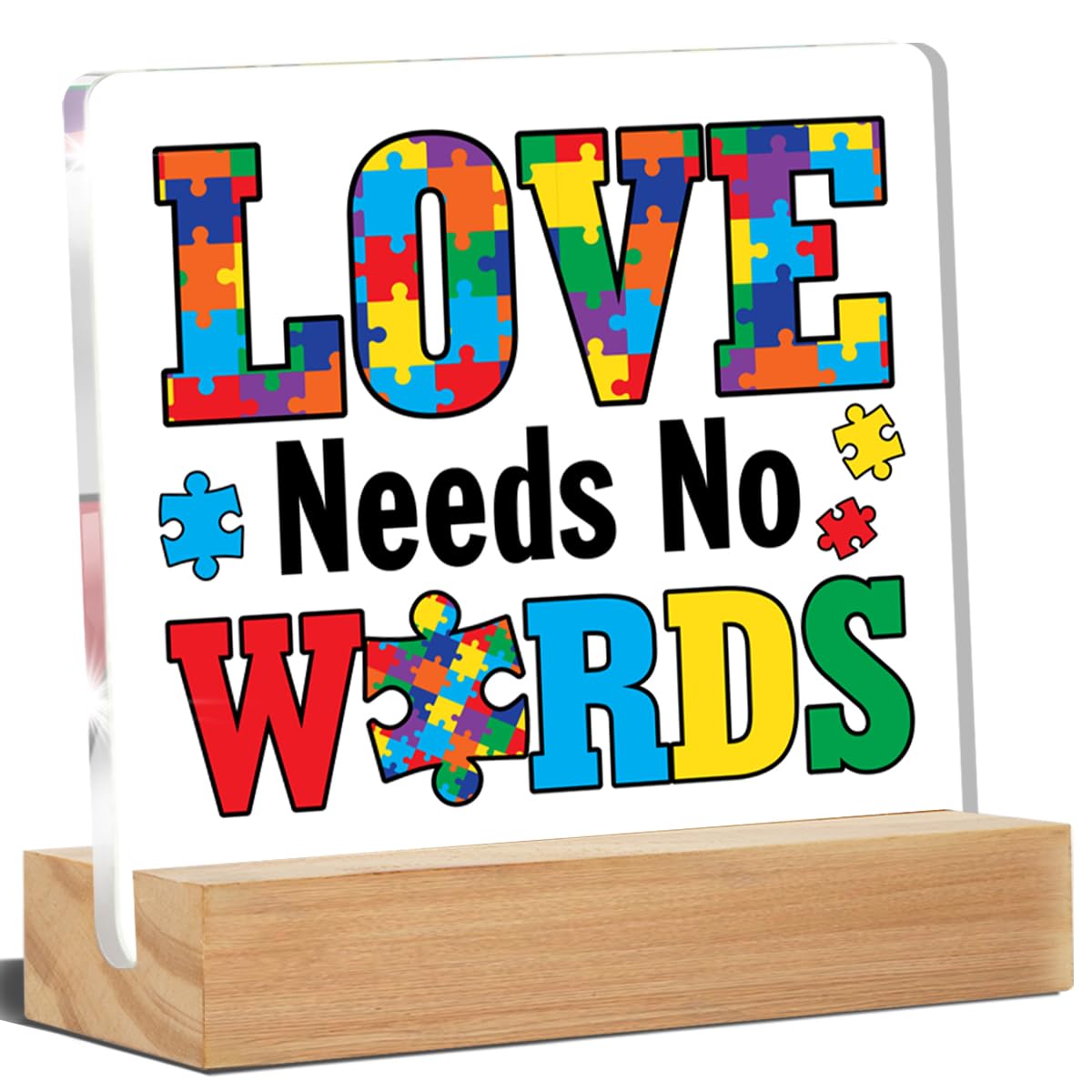 Photo 1 of ****2 PACK***
Autism Awareness Sign, Autism Desk Decor Love Needs No Words Acrylic Desk Plaque Sign Home Office Bedroom Decoration 4 x 4 Inches