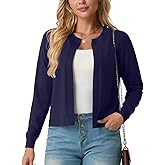 GRECERELLE Women's Long Sleeve Open Front Lightweight Knit Cropped Cardigan Sweater Shrugs, S-2XL