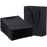 Katfort Black Gift Bags 24pcs, Medium Size Gift Bag Bulk 7.5''×3.1''×10.2'', Matte Paper Bags with Handles, Black Kraft Bag for Gift, Party, Retail