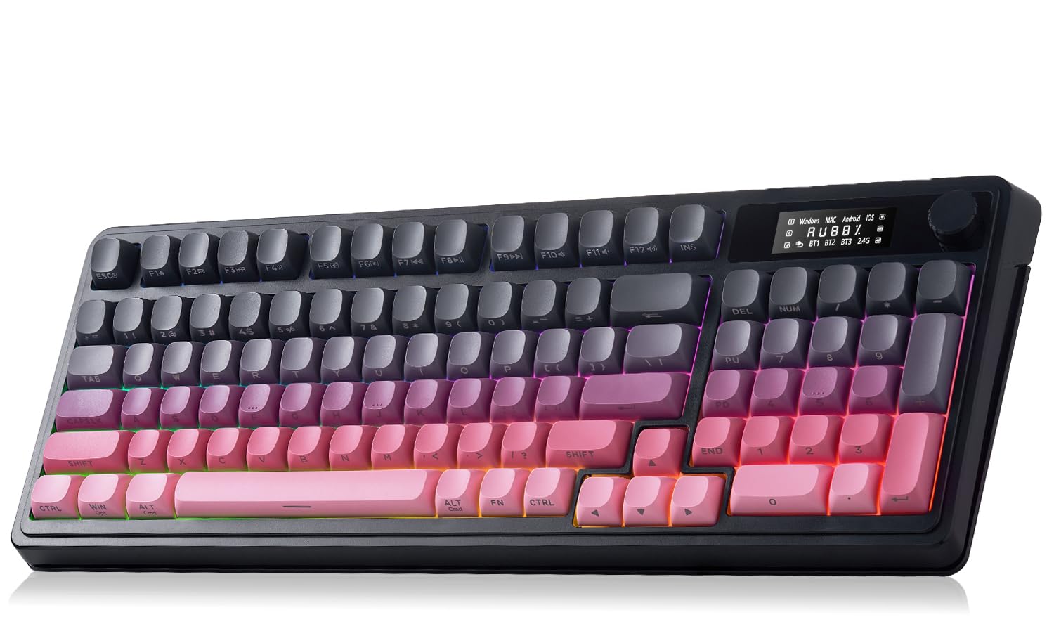 Photo 1 of AULA S99 Pro Keyboard, Wireless Keyboards with Media Knob Custom RGB Backlit, 3-Modes BT/2.4G/USB-C Membrane Gaming Creamy Keyboard for Windows/MAC/PC Gamer - Black Pink