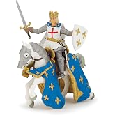 Papo Saint Louis and His Horse Figurine, Medieval Collection, Kids Ages 3+ | A king mounted on a spirited warhorse | hand-painted | a chivalrous scene | a lovely piece to display | great gift idea
