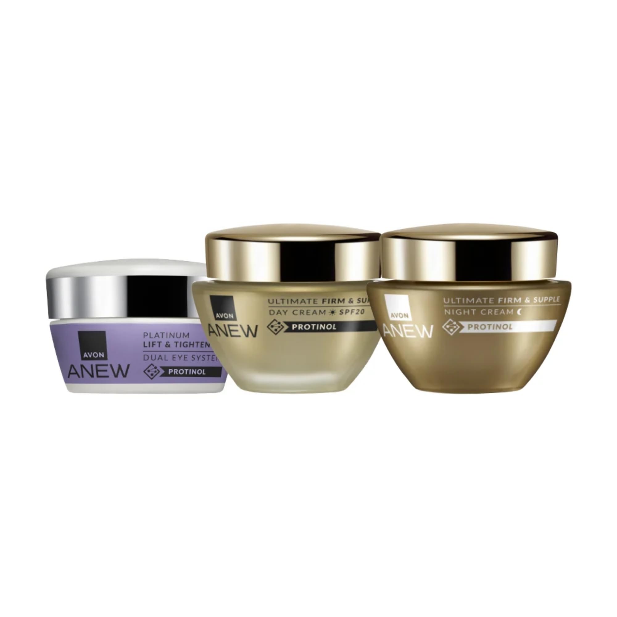 Avon Anew Ultimate Set, Day Cream 50ml + Night Cream 50ml + Eye Cream 20ml, Pack of 3, For Firmer Looking Skin, Ultimate Skincare Trio for Age 40+, Powered by Collagen, Cruelty Free — image 1