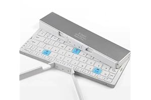 Foldable Bluetooth Rechargeable Keyboard Mini Folding Wireless Keyboard Aluminum Keypad with Stand for Phone