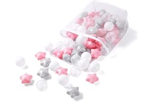 Realhaha Star Pit Balls for Kids, 100 pcs 2.15 Inches Thicken Soft Plastic Crush Proof Star Ball Pit Balls BPA Phthalate Free Baby Toddler Toy Ball