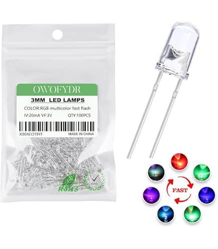 Led Rgb 2 Led Rgb 10pcs 3mm RGB 2-Pin LED Diodes - Fast Flashing Color Changing ...