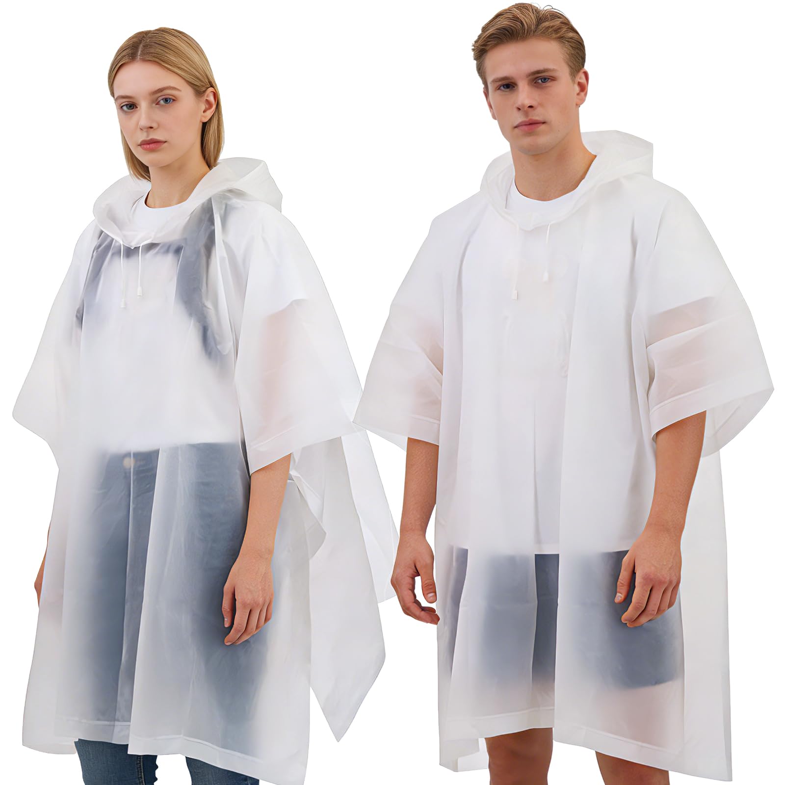 Yixker 2 Pack of Rain Poncho Raincoats for Women&Men,EVA Reusable Portable Waterproof Ponchos with Hoods for Festival,Camping,Hiking Travel,Amusement Parks