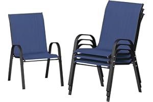 UDPATIO Patio Chairs Set of 4, Stackable Outdoor Dining Chairs with High Back, Breathable Textilene Fabric Outdoor Chair All Weather, 350LBS Capacity for Garden, Backyard (Blue)