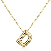 DEXKWEN Bubble Letter Necklace for Women,14K Gold Plated Balloon Initial Necklace Dainty Charm Necklaces Puffy Alphabet Name Personalized A-Z Letter Pendant Jewelry for Mom