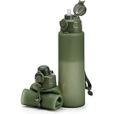 TakeToday Collapsible Water Bottles 32oz, Foldable Travel Water Bottle, BPA Free, Silicone Water Bottle Leakproof for Hiking, International Travel, Outdoors