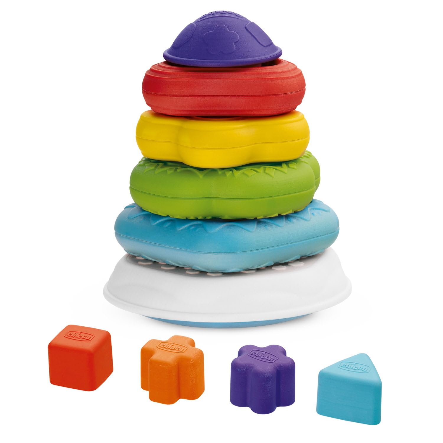 Chicco 2-in-1 Stacking Ring Tower Toy | Motor Skills Development Kids Toy, 6-36m