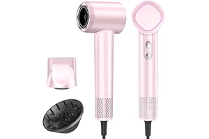HEXTEK Hair Dryer, 160000 RPM High-Speed Brushless Motor with 500 Million Negative Ions, Professional Ionic Blow Dryer with Magnetic Diffuser & Nozzle,Lightweight for Home Travel Salon(Pink)