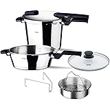 Fissler vitavit Pressure Cooker Set of 6 with Skillet, Glass-Lid and Insert, 6qt, Stainless Steel
