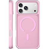 ZOYTONE Magnetic for iPhone 17 Pro Case, Compatible with MagSafe, Threaded Border Non-Slip, 4 Cornered Pro Drop Protection, Alloy Camera Frame, Mil-Grade Drop, Shockproof Phone Case, Pink
