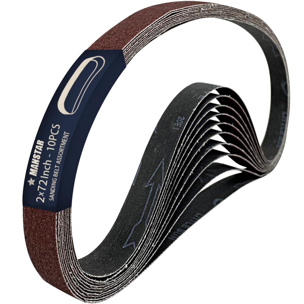 Photo 1 of 10 Pcs 2 x 72 Inch Assorted Aluminum Oxide Sanding Belt,80/120/150/240/400 Grit