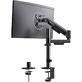 ErGear Single Monitor Arm, Adjustable Desk Gaming Monitor Mount for 13-34″ Screens, Up to 19.8 lbs, Enhanced Stability with Integrated C-Clamp, Upgraded Cable Management, VESA 75x75/100x100mm, Black