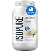 Isopure Zero Carb Whey Isolate Protein Powder, Creamy Vanilla 3 LB | 25g Protein Per Serving, 100% Whey Protein Isolate, Gluten Free, with Added Vitamins for Immune Support &amp; Muscle Recovery