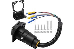Hoypeyfiy Vehicle End 7-Way Trailer Connector Kit, Pre-Wired Pigtail Harness for Simple Hookup, Ensures Reliable Brake, Turn 