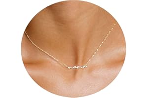 foyjoey 18K Gold Plated Mama Necklace Mother's Day Letter Necklace for Women Dainty CZ Diamond Pave Mom Pendant Necklace Mini