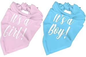 vercosee It's A Boy It's A Girl Gender Reveal/Baby Announcement Dog Bandana,Dog Engagement Bandana,Gender Reveal Dog Bandana,Gender Reveal Dog Bandana Reversible,2pack (Pink)